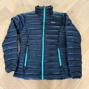 Patagonia Women’s DOWN Nano Sweater Puffer Coat Jacket Blue Teal Zip XSmall